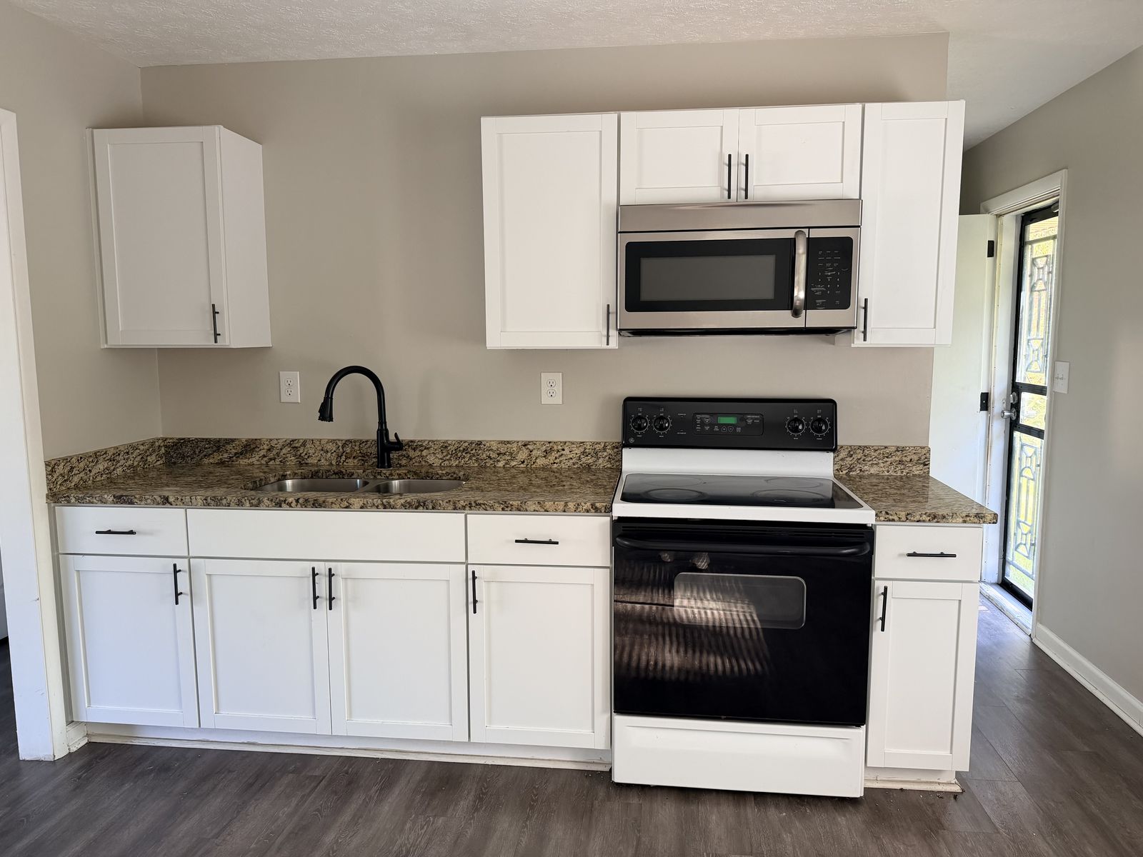 Kitchen counters, range and microwave